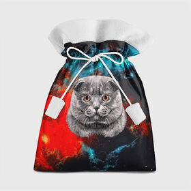 Подарочный 3D мешок с принтом Космический кот в Белгороде, 100% полиэстер | Размер: 29*39 см | Тематика изображения на принте: 3d | cat | арт | взгляд | кот | кот хипстер | котёнок | котятки | котятушки | кошечки | кошка | мордочка