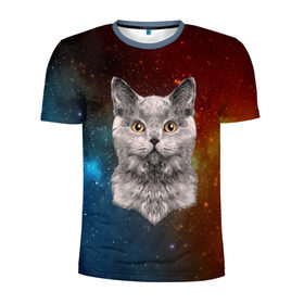 Мужская футболка 3D спортивная с принтом Кот в космосе! в Белгороде, 100% полиэстер с улучшенными характеристиками | приталенный силуэт, круглая горловина, широкие плечи, сужается к линии бедра | Тематика изображения на принте: 3d | cat | арт | взгляд | вселенная | звезды | земля | космос | кот | кот хипстер | котёнок | котятки | котятушки | кошечки | кошка | мордочка | плеяды | пространство | созвездие