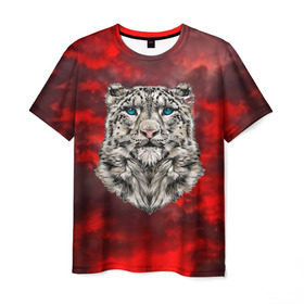 Мужская футболка 3D с принтом Леопард в Белгороде, 100% полиэфир | прямой крой, круглый вырез горловины, длина до линии бедер | 3d | cat | арт | вечер | взгляд | закат | кот | кот хипстер | котёнок | котятки | котятушки | кошечки | кошка | леопард | мордочка | ночь