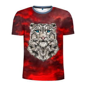Мужская футболка 3D спортивная с принтом Леопард в Белгороде, 100% полиэстер с улучшенными характеристиками | приталенный силуэт, круглая горловина, широкие плечи, сужается к линии бедра | 3d | cat | арт | вечер | взгляд | закат | кот | кот хипстер | котёнок | котятки | котятушки | кошечки | кошка | леопард | мордочка | ночь
