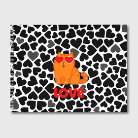 Альбом для рисования с принтом Влюбленный котик в Белгороде, 100% бумага
 | матовая бумага, плотность 200 мг. | Тематика изображения на принте: сердечки
