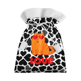 Подарочный 3D мешок с принтом Влюбленный котик в Белгороде, 100% полиэстер | Размер: 29*39 см | сердечки