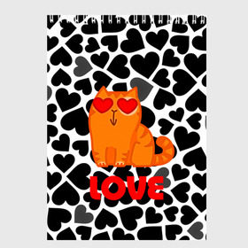 Скетчбук с принтом Влюбленный котик в Белгороде, 100% бумага
 | 48 листов, плотность листов — 100 г/м2, плотность картонной обложки — 250 г/м2. Листы скреплены сверху удобной пружинной спиралью | Тематика изображения на принте: сердечки