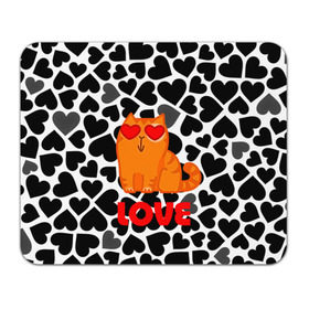 Коврик прямоугольный с принтом Влюбленный котик в Белгороде, натуральный каучук | размер 230 х 185 мм; запечатка лицевой стороны | сердечки