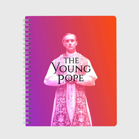 Тетрадь с принтом The Young Pope в Белгороде, 100% бумага | 48 листов, плотность листов — 60 г/м2, плотность картонной обложки — 250 г/м2. Листы скреплены сбоку удобной пружинной спиралью. Уголки страниц и обложки скругленные. Цвет линий — светло-серый
 | Тематика изображения на принте: young pope | джуд | лоу | молодой папа