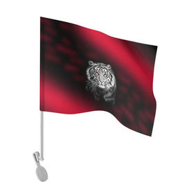 Флаг для автомобиля с принтом Тигр красные глаза в Белгороде, 100% полиэстер | Размер: 30*21 см |  хищник | багровый | большая кошка | глаза. красные | красный | кровавый | тигр