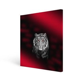 Холст квадратный с принтом Тигр красные глаза в Белгороде, 100% ПВХ |  | Тематика изображения на принте:  хищник | багровый | большая кошка | глаза. красные | красный | кровавый | тигр