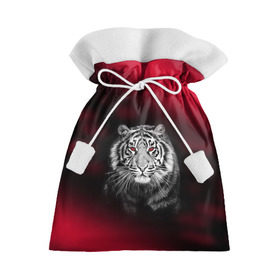 Подарочный 3D мешок с принтом Тигр красные глаза в Белгороде, 100% полиэстер | Размер: 29*39 см |  хищник | багровый | большая кошка | глаза. красные | красный | кровавый | тигр