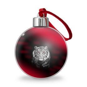 Ёлочный шар с принтом Тигр красные глаза в Белгороде, Пластик | Диаметр: 77 мм |  хищник | багровый | большая кошка | глаза. красные | красный | кровавый | тигр