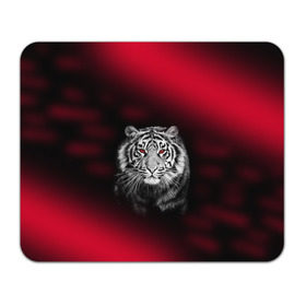 Коврик прямоугольный с принтом Тигр красные глаза в Белгороде, натуральный каучук | размер 230 х 185 мм; запечатка лицевой стороны | Тематика изображения на принте:  хищник | багровый | большая кошка | глаза. красные | красный | кровавый | тигр