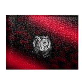 Обложка для студенческого билета с принтом Тигр красные глаза в Белгороде, натуральная кожа | Размер: 11*8 см; Печать на всей внешней стороне |  хищник | багровый | большая кошка | глаза. красные | красный | кровавый | тигр