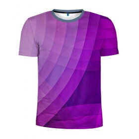 Мужская футболка 3D спортивная с принтом Фиолетовые волны в Белгороде, 100% полиэстер с улучшенными характеристиками | приталенный силуэт, круглая горловина, широкие плечи, сужается к линии бедра | круги | фиолетовый геометрия