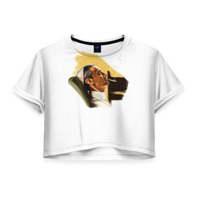 Женская футболка 3D укороченная с принтом The Young Pope в Белгороде, 100% полиэстер | круглая горловина, длина футболки до линии талии, рукава с отворотами | Тематика изображения на принте: young pope | джуд | лоу | молодой папа