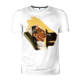 Мужская футболка 3D спортивная с принтом The Young Pope в Белгороде, 100% полиэстер с улучшенными характеристиками | приталенный силуэт, круглая горловина, широкие плечи, сужается к линии бедра | young pope | джуд | лоу | молодой папа