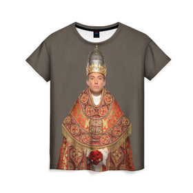 Женская футболка 3D с принтом Молодой Папа в Белгороде, 100% полиэфир ( синтетическое хлопкоподобное полотно) | прямой крой, круглый вырез горловины, длина до линии бедер | Тематика изображения на принте: young pope | джуд | лоу | молодой папа