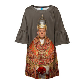 Детское платье 3D с принтом Молодой Папа в Белгороде, 100% полиэстер | прямой силуэт, чуть расширенный к низу. Круглая горловина, на рукавах — воланы | young pope | джуд | лоу | молодой папа