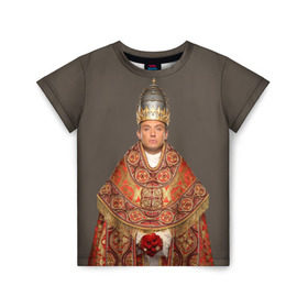 Детская футболка 3D с принтом Молодой Папа в Белгороде, 100% гипоаллергенный полиэфир | прямой крой, круглый вырез горловины, длина до линии бедер, чуть спущенное плечо, ткань немного тянется | Тематика изображения на принте: young pope | джуд | лоу | молодой папа