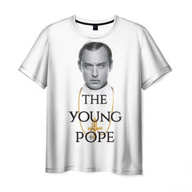 Мужская футболка 3D с принтом The Young Pope в Белгороде, 100% полиэфир | прямой крой, круглый вырез горловины, длина до линии бедер | young pope | джуд | лоу | молодой папа