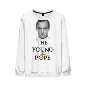 Мужской свитшот 3D с принтом The Young Pope в Белгороде, 100% полиэстер с мягким внутренним слоем | круглый вырез горловины, мягкая резинка на манжетах и поясе, свободная посадка по фигуре | young pope | джуд | лоу | молодой папа