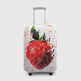 Чехол для чемодана 3D с принтом Клубника в Белгороде, 86% полиэфир, 14% спандекс | двустороннее нанесение принта, прорези для ручек и колес | брызги | земляника | клубника | краски | красный | природа | рисунок | фрукты