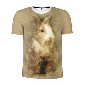 Мужская футболка 3D спортивная с принтом Кролик в Белгороде, 100% полиэстер с улучшенными характеристиками | приталенный силуэт, круглая горловина, широкие плечи, сужается к линии бедра | грызун | животные | заяц | кролик | мордочка | природа | пушистый | уши