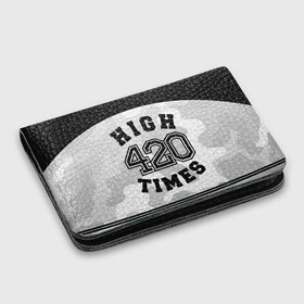 Картхолдер с принтом с принтом High Times 420 Camo в Белгороде, натуральная матовая кожа | размер 7,3 х 10 см; кардхолдер имеет 4 кармана для карт; | Тематика изображения на принте: camouflage | камо | камуфляж
