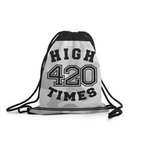 Рюкзак-мешок 3D с принтом High Times 420 Camo в Белгороде, 100% полиэстер | плотность ткани — 200 г/м2, размер — 35 х 45 см; лямки — толстые шнурки, застежка на шнуровке, без карманов и подкладки | camouflage | камо | камуфляж