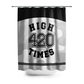 Штора 3D для ванной с принтом High Times 420 Camo в Белгороде, 100% полиэстер | плотность материала — 100 г/м2. Стандартный размер — 146 см х 180 см. По верхнему краю — пластиковые люверсы для креплений. В комплекте 10 пластиковых колец | camouflage | камо | камуфляж