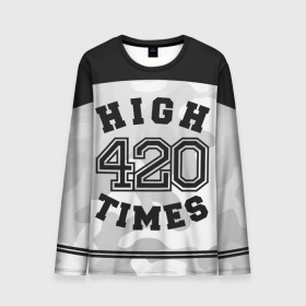 Мужской лонгслив 3D с принтом High Times 420 Camo в Белгороде, 100% полиэстер | длинные рукава, круглый вырез горловины, полуприлегающий силуэт | camouflage | камо | камуфляж