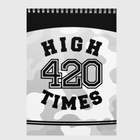 Скетчбук с принтом High Times 420 Camo в Белгороде, 100% бумага
 | 48 листов, плотность листов — 100 г/м2, плотность картонной обложки — 250 г/м2. Листы скреплены сверху удобной пружинной спиралью | camouflage | камо | камуфляж