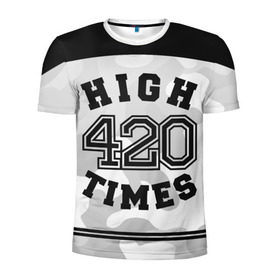 Мужская футболка 3D спортивная с принтом High Times 420 Camo в Белгороде, 100% полиэстер с улучшенными характеристиками | приталенный силуэт, круглая горловина, широкие плечи, сужается к линии бедра | Тематика изображения на принте: camouflage | камо | камуфляж