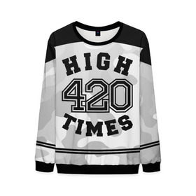 Мужской свитшот 3D с принтом High Times 420 Camo в Белгороде, 100% полиэстер с мягким внутренним слоем | круглый вырез горловины, мягкая резинка на манжетах и поясе, свободная посадка по фигуре | camouflage | камо | камуфляж