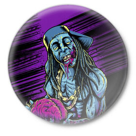Значок с принтом Lil Wayne 5 в Белгороде,  металл | круглая форма, металлическая застежка в виде булавки | Тематика изображения на принте: lil wayne | rap | лил уэйн | рэп | хип хоп