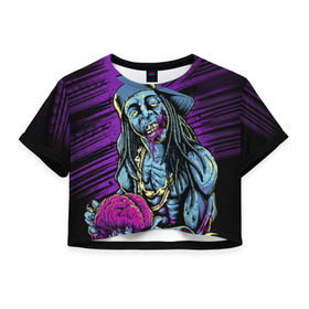 Женская футболка 3D укороченная с принтом Lil Wayne 5 в Белгороде, 100% полиэстер | круглая горловина, длина футболки до линии талии, рукава с отворотами | lil wayne | rap | лил уэйн | рэп | хип хоп
