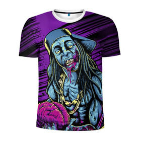 Мужская футболка 3D спортивная с принтом Lil Wayne 5 в Белгороде, 100% полиэстер с улучшенными характеристиками | приталенный силуэт, круглая горловина, широкие плечи, сужается к линии бедра | Тематика изображения на принте: lil wayne | rap | лил уэйн | рэп | хип хоп