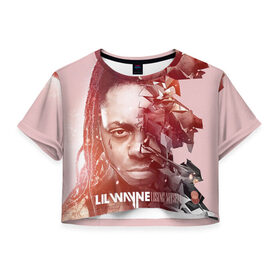 Женская футболка 3D укороченная с принтом Lil Wayne 7 в Белгороде, 100% полиэстер | круглая горловина, длина футболки до линии талии, рукава с отворотами | 