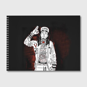Альбом для рисования с принтом Lil Wayne 3 в Белгороде, 100% бумага
 | матовая бумага, плотность 200 мг. | lil wayne | rap | лил уэйн | рэп | хип хоп