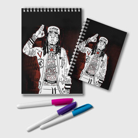 Блокнот с принтом Lil Wayne 3 в Белгороде, 100% бумага | 48 листов, плотность листов — 60 г/м2, плотность картонной обложки — 250 г/м2. Листы скреплены удобной пружинной спиралью. Цвет линий — светло-серый
 | lil wayne | rap | лил уэйн | рэп | хип хоп