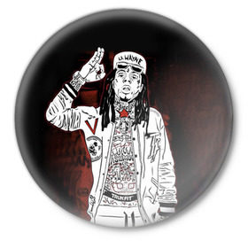 Значок с принтом Lil Wayne 3 в Белгороде,  металл | круглая форма, металлическая застежка в виде булавки | lil wayne | rap | лил уэйн | рэп | хип хоп