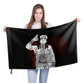 Флаг 3D с принтом Lil Wayne 3 в Белгороде, 100% полиэстер | плотность ткани — 95 г/м2, размер — 67 х 109 см. Принт наносится с одной стороны | lil wayne | rap | лил уэйн | рэп | хип хоп