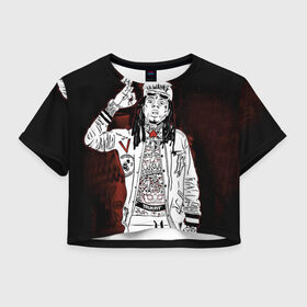 Женская футболка 3D укороченная с принтом Lil Wayne 3 в Белгороде, 100% полиэстер | круглая горловина, длина футболки до линии талии, рукава с отворотами | lil wayne | rap | лил уэйн | рэп | хип хоп