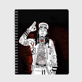 Тетрадь с принтом Lil Wayne 3 в Белгороде, 100% бумага | 48 листов, плотность листов — 60 г/м2, плотность картонной обложки — 250 г/м2. Листы скреплены сбоку удобной пружинной спиралью. Уголки страниц и обложки скругленные. Цвет линий — светло-серый
 | lil wayne | rap | лил уэйн | рэп | хип хоп