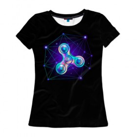 Женская футболка 3D с принтом Space spinner в Белгороде, 100% полиэфир ( синтетическое хлопкоподобное полотно) | прямой крой, круглый вырез горловины, длина до линии бедер | spinner | антиспиннер | вейп | вейпер | вертушка | мем | спиннер