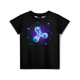 Детская футболка 3D с принтом Space spinner в Белгороде, 100% гипоаллергенный полиэфир | прямой крой, круглый вырез горловины, длина до линии бедер, чуть спущенное плечо, ткань немного тянется | spinner | антиспиннер | вейп | вейпер | вертушка | мем | спиннер