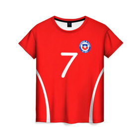Женская футболка 3D с принтом Chile в Белгороде, 100% полиэфир ( синтетическое хлопкоподобное полотно) | прямой крой, круглый вырез горловины, длина до линии бедер | alexis | chile | санчес алексис | сборная чили | футбол