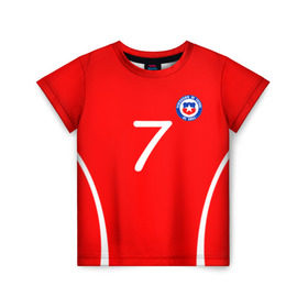 Детская футболка 3D с принтом Chile в Белгороде, 100% гипоаллергенный полиэфир | прямой крой, круглый вырез горловины, длина до линии бедер, чуть спущенное плечо, ткань немного тянется | alexis | chile | санчес алексис | сборная чили | футбол