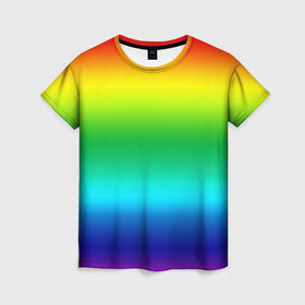 Женская футболка 3D с принтом Радуга (Градиент) в Белгороде, 100% полиэфир ( синтетическое хлопкоподобное полотно) | прямой крой, круглый вырез горловины, длина до линии бедер | разноцветный | яркий