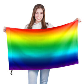 Флаг 3D с принтом Радуга (Градиент) в Белгороде, 100% полиэстер | плотность ткани — 95 г/м2, размер — 67 х 109 см. Принт наносится с одной стороны | разноцветный | яркий