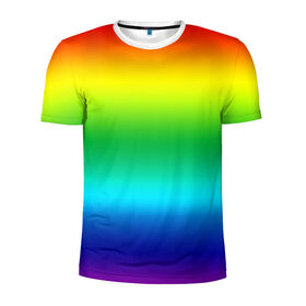 Мужская футболка 3D спортивная с принтом Радуга (Градиент) в Белгороде, 100% полиэстер с улучшенными характеристиками | приталенный силуэт, круглая горловина, широкие плечи, сужается к линии бедра | Тематика изображения на принте: разноцветный | яркий