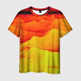 Мужская футболка 3D с принтом Пустыня в Белгороде, 100% полиэфир | прямой крой, круглый вырез горловины, длина до линии бедер | 3d | narure | summer | yellow | вечер | жара | закат | насыпи | песок | пустыня | солнце